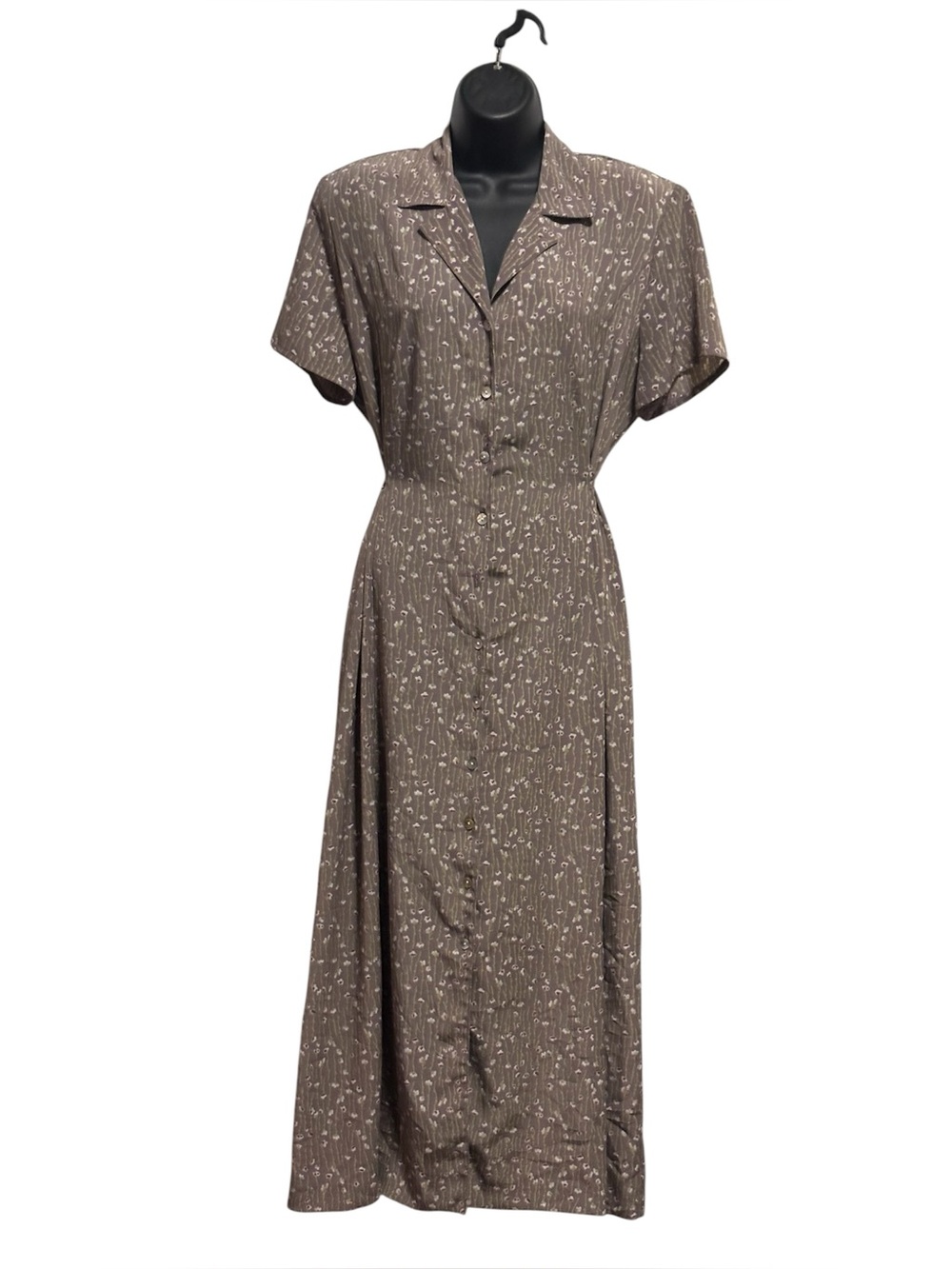 Vintage Nancy G Short-Sleeve Button-Front Maxi Dress